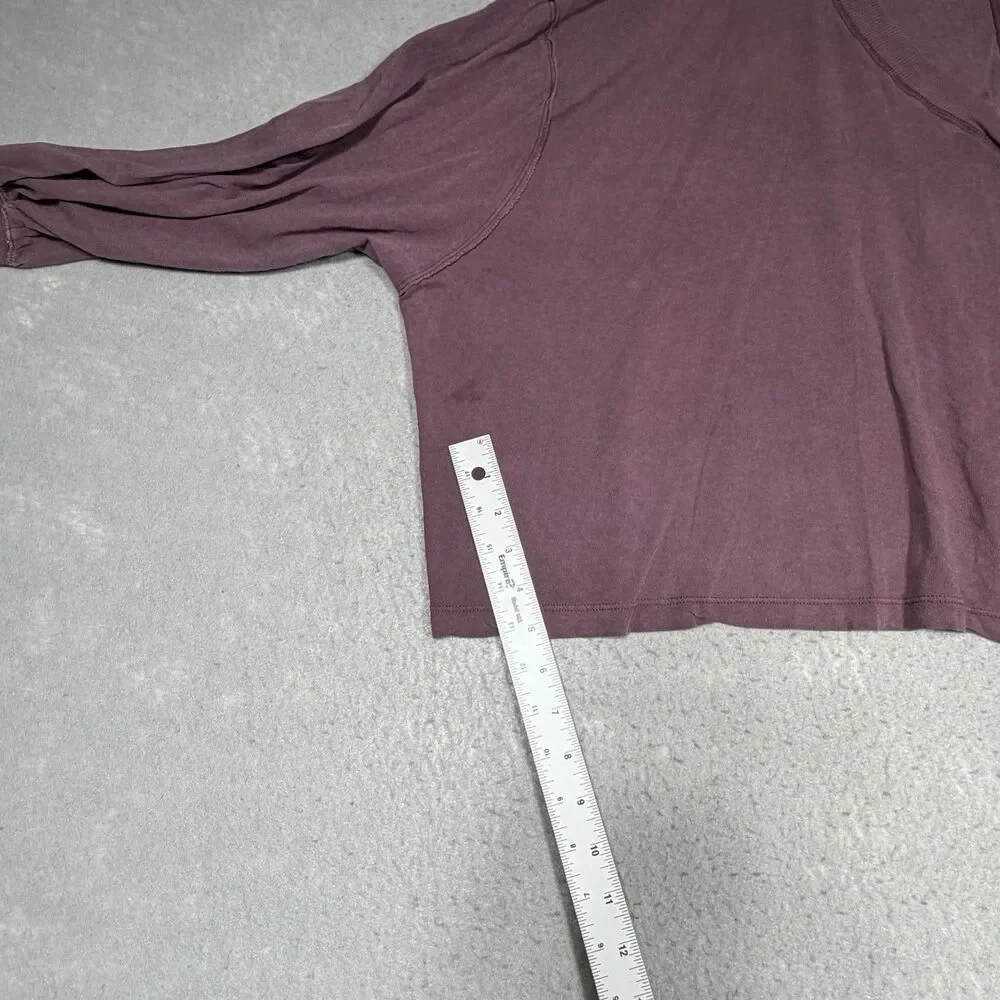 Free People Shirt Women’s Medium Purple V-neck Oversized Long Sleeve Crop Shirt